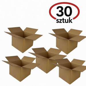 KARTON KLAPOWY, pudełko zrobione z tektury 3W 3 warstwowej, kolor szaro/brązowy, 200X200X200mm + BIGA 155 320G/M2 30 SZTUK