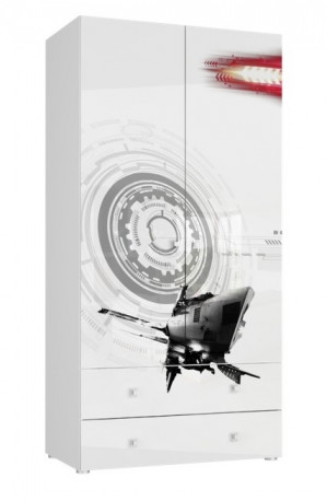 Szafa 100x201x55 SPACESHIP bi/bi. poł/statek nadruk