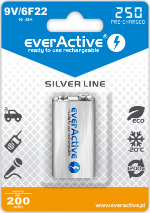 EVERACTIVE AKUMULATORKI 6F22 250MAH EVHRL22-250