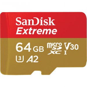 SANDISK EXTREME microSDXC 64GB A2 C10 V30 UHS-I U3