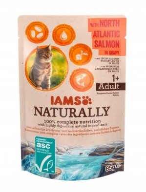 IAMS Naturally Adult z łososiem północnoatlantyckim w sosie - mokra karma dla kota - 85 g