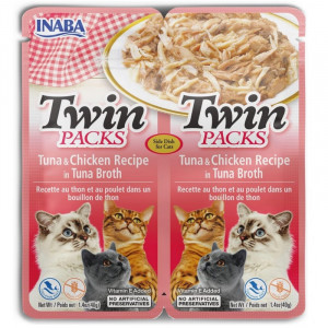 INABA Twin Tuna & Chicken recipe in tuna broth - przysmak dla kota - 2x40g