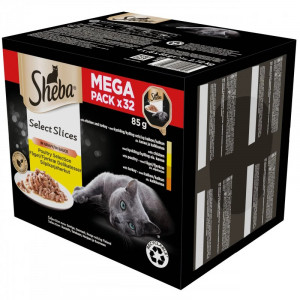 SHEBA Select Slices drób/kurczak/indyk w sosie - mokra karma dla kota - tacka - 32x85 g