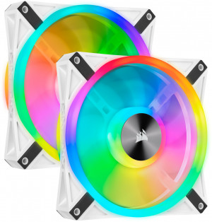 Zestaw dwóch wentylatorów iCUE QL140 RGB PWM 140 mm WHITE z kontrolerem Lighting Node CORE
