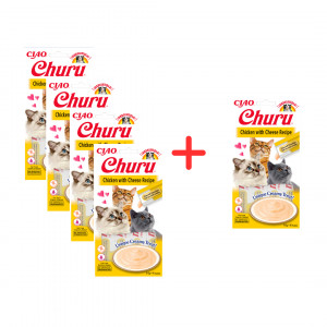 INABA Churu Kurczak z serem - przysmak dla kota - 4x(4x14 g) + GRATIS!