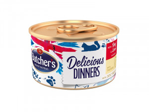 BUTCHER'S Classic Delicious Dinners z wołowiną i wątróbką - puszka 85g