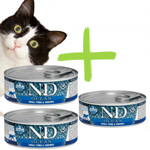 FARMINA N&D Ocean Tuna & Shrimp Adult - mokra karma dla kota - 2x70g + GRATIS!