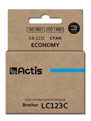 Actis KB-123C Tusz do drukarki Brother, Zamiennik Brother LC123C/LC121C; Standard; 10 ml; błękitny.