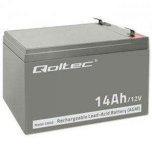 QOLTEC AKUMULATOR AGM | 12V | 14AH | MAX.210A