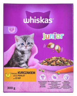 WHISKAS Junior z kurczakiem - sucha karma dla kota - 300 g