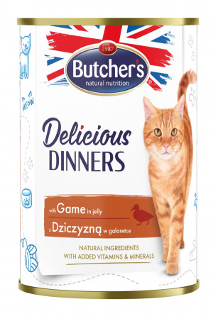 BUTCHER'S Delicious Dinners Kawałki z dziczyzną w galaretce - mokra karma dla kota - 400 g
