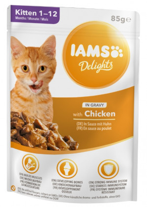 IAMS Delights bogata kurczaka w sosie 85g kocięta