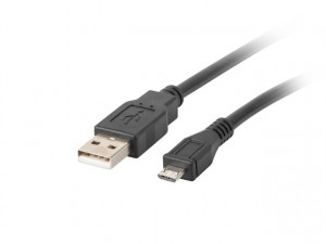 Lanberg kabel usb 2.0 micro am-mbm5p 1m, czarny ca-usbm-10cc-0010-bk