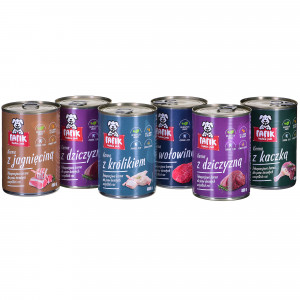 Fafik mix 5 smaków 2 x dziczyzna i 1x jagnięcina, królik, kaczka, wołowina 6x400g