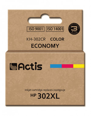 Actis KH-302CR Tusz do drukarki HP, Zamiennik HP 302XL F6U67AE; Standard; 21 ml; kolor.
