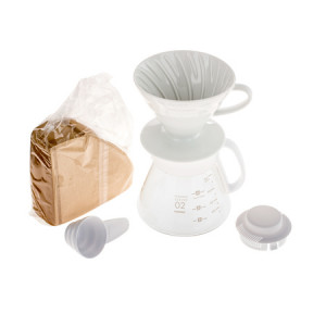 Dripper Hario V60 & Pot White + serwer + filtry