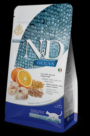 Farmina N&D Ocean Low Grain sucha karma dla dorosłych kotów z dorszem 1,5kg