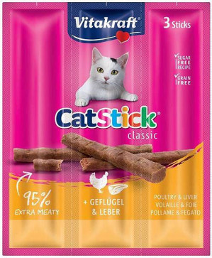 VITAKRAFT CatStick Mini z drobiem i wątróbką - przysmak dla kota - 3 szt.