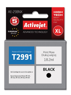 Activejet AE-29BNX Tusz do drukarki Epson, Zamiennik Epson 29XL T2991; Supreme; 18 ml; czarny.