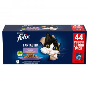 PURINA Felix Fantastic Wybór smaków w galaretce Wołowina, kurczak, łosoś - mokra karma dla kota - 44x85 g