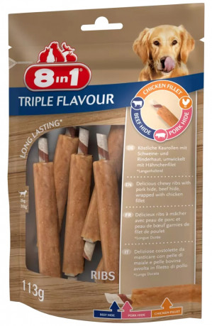 8in1 Triple Flavour - żeberka dla psa - 6 szt.