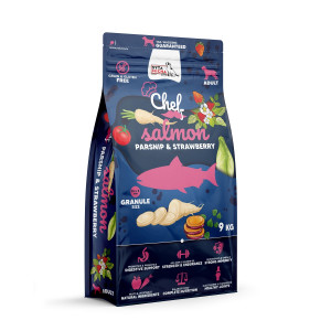 SYTA MICHA Chef Łosoś, pasternak i truskawka - sucha karma dla psa - 9 kg