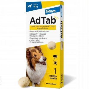 ELANCO AdTab Tabletka na pchły i kleszcze dla psa (>22-45kg) - 1x900 mg