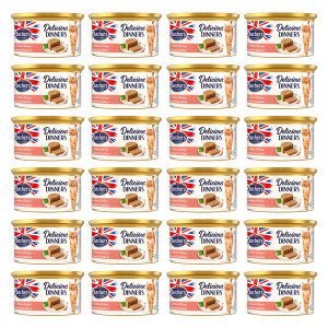 BUTCHER'S Delicious Dinners Cat - mokra karma dla kota z łososiem i krewetkami w formie musu - puszka 24x85g