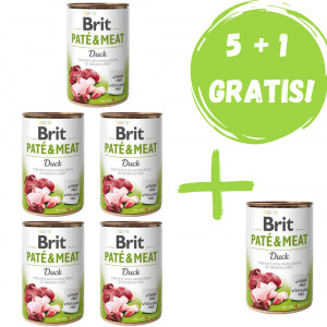 BRIT PATÉ & MEAT z kaczką - mokra karma dla psa - 5x400g + 400g GRATIS!