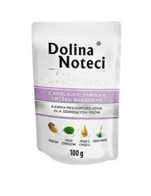 DOLINA NOTECI Premium z królikiem, fasolką i ryżem brązowym- mokra karma dla psów dorosłych ras małych - 100 g
