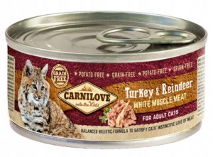 CARNILOVE Cat Turkey&Reindee White Muscle Meat - mokra karma dla kota - 100g