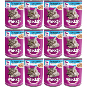 WHISKAS Adult z Tuńczykiem w galaretce - mokra karma dla kota - puszka - 12x400g