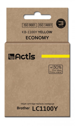 Actis KB-1100Y Tusz do drukarki Brother, Zamiennik Brother LC1100Y/980Y; Standard; 19 ml; żółty.
