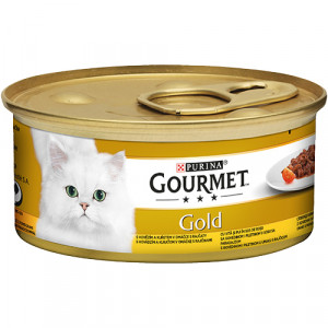 GOURMET GOLD Wołowina z kurczakiem w sosie pomidorowym - mokra karma dla kota - 48x85g