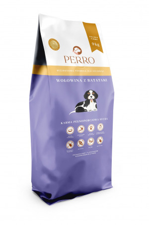 PERRO Junior Wołowina z batatami - sucha karma dla psa - 9kg