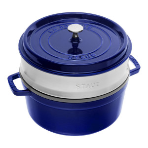 Garnek żeliwny okrągły z wkładem STAUB 40510-604-0 - 5,25 ltr niebieski