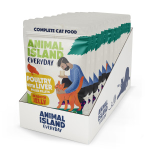 ANIMAL ISLAND Everyday Drób i wątróbka w galaretce - mokra karma dla kota - 12 x 85g