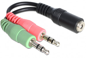 Delock adapter jack mini(m)x2->jack(f) 4pin (słuchawki+mikrofon do komputera) 65459