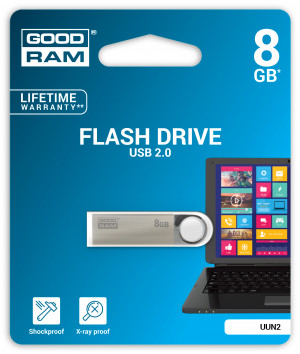 GOODRAM FLASHDRIVE 8GB UUN2 USB 2.0 SILVER