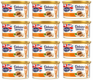 BUTCHER'S Delicious Dinners Cat z kurczakiem i indykiem - mokra karma dla kota w formie musu - puszka 12x85g