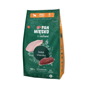 PAN MĘSKO z Ziołami Indyk z kaczką M - sucha karma dla psa - 9kg