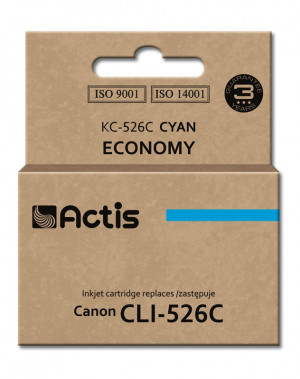Actis KC-526C Tusz do drukarki Canon, Zamiennik Canon CLI-526C; Standard; 10 ml; błękitny.