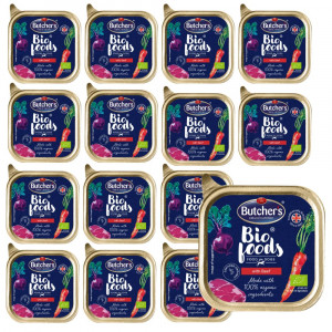 BUTCHER'S BIO Foods - mokra karma dla psa z wołowiną - tacka 15x150g
