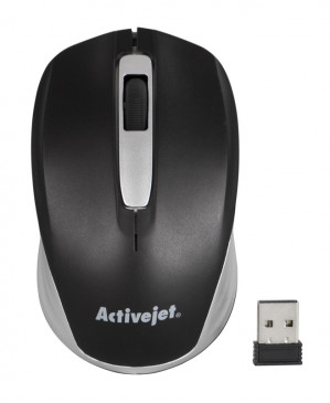 Activejet AMY-313 Mysz bezprzewodowa USB (optyczna; 1200 DPI; czarno-srebrna)