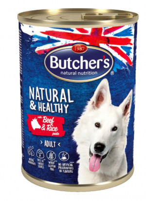 BUTCHER'S Natural&Healthy z wołowiną i ryżem - puszka 390g - mokra karma dla psa