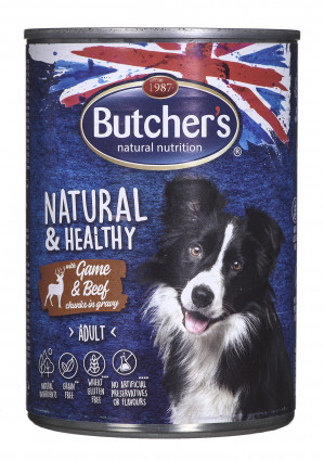 BUTCHER'S Natural&Healthy dziczyzna z wołowiną w sosie - puszka 400g