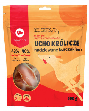 MACED Przysmak ucho królicze z kurczakiej 500g