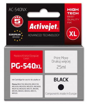 Activejet AC-540NX Tusz do drukarki Canon, Zamiennik Canon PG-540XL; Supreme; 25 ml; czarny.