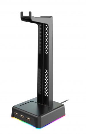 VAKOSS STOJAK NA SŁUCHAWKI Z HUB USB ST-1545 RGB