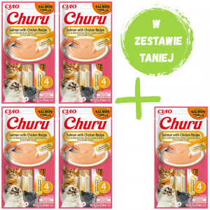 INABA Cat Churu Salmon with Chicken - przysmak dla kota - 4x(4x14g) + GRATIS